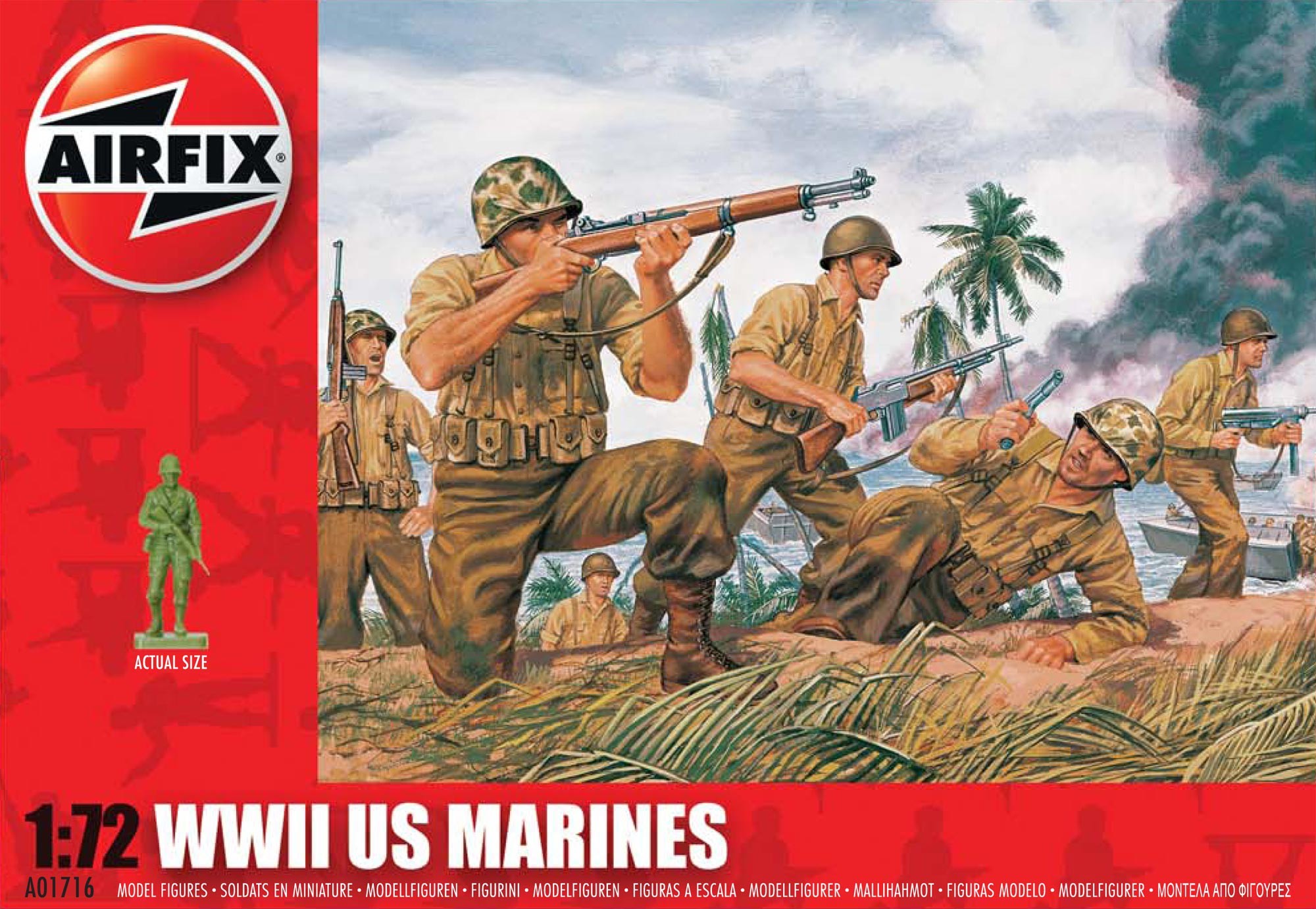 Airfix Vintage Classics WWII US Marines 1:76 Military Plastic Model Figures A00716V 