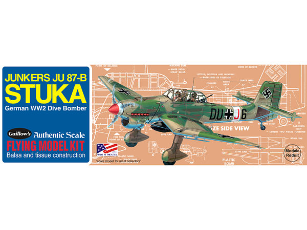 Guillow´s, GU508, Junkers JU87-B Stuka, Balsabyggsats i Trä.,
