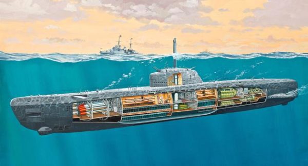 Revell, 05078, Tysk U-Båt Typ XXI med inredning, Skala 1:144