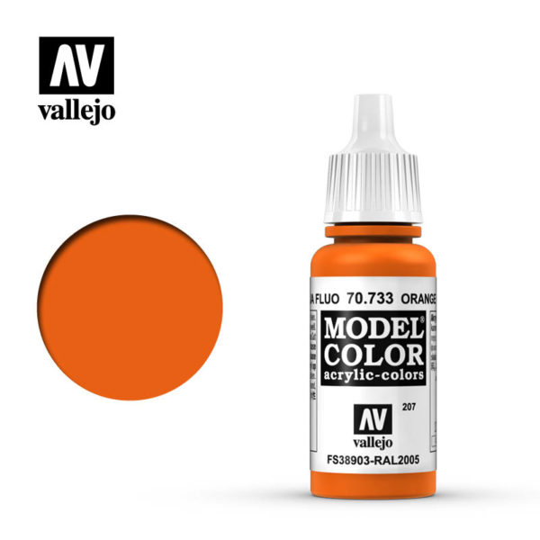 Vallejo, 70.733, Fluorescent Orange, Model Color, Vattenbaserad färg 17ml.