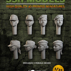 SSR Models, Heads-A, huvud 8 styck, 3D-print, skala 1:35
